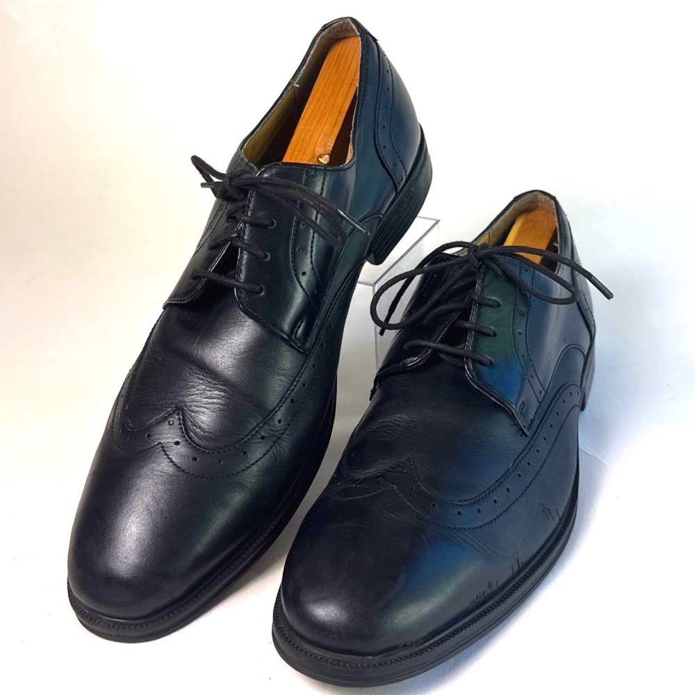 Nunn Bush Mens 12 M Black Leather Wingtip Oxford Dress Shoes Comfort Gel